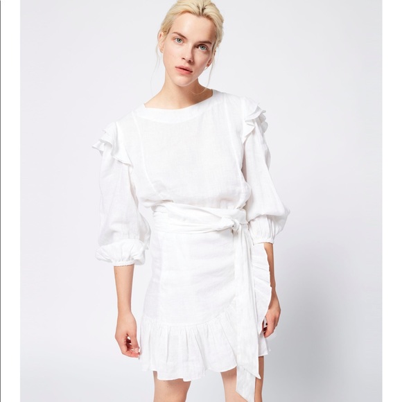 isabel marant white linen dress